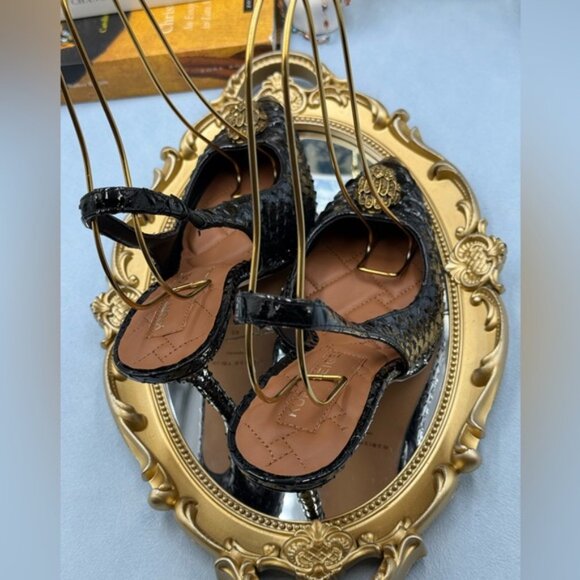 🆕 KURT GEIGER LONDON 🧿 NWOB Belgravia Slingback Heel Black Snakeskin Sz 39 8.5 - Picture 14 of 16